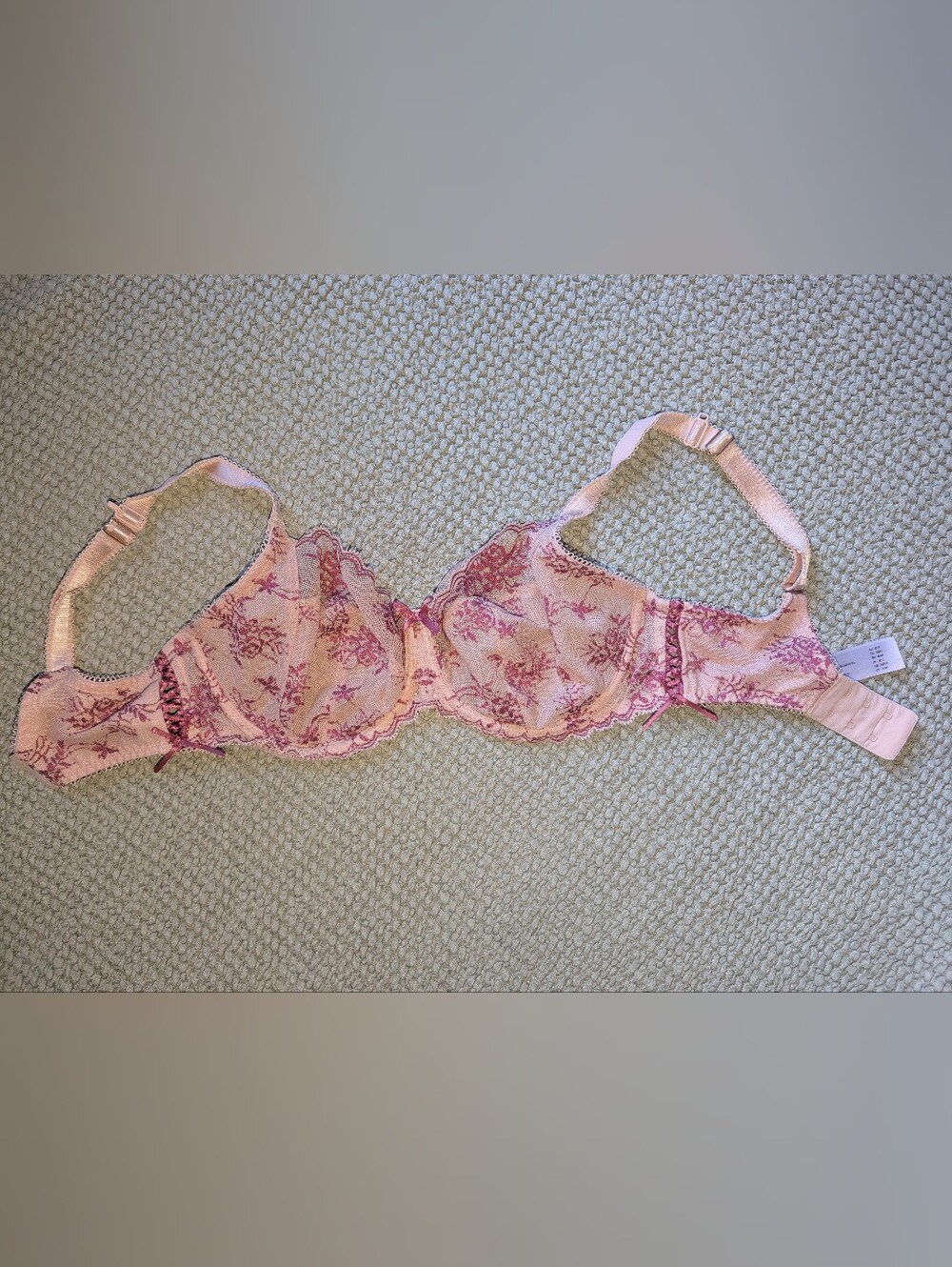 Freya Offbeat Decadence Pink Beige Floral Lace Bra 30FF
